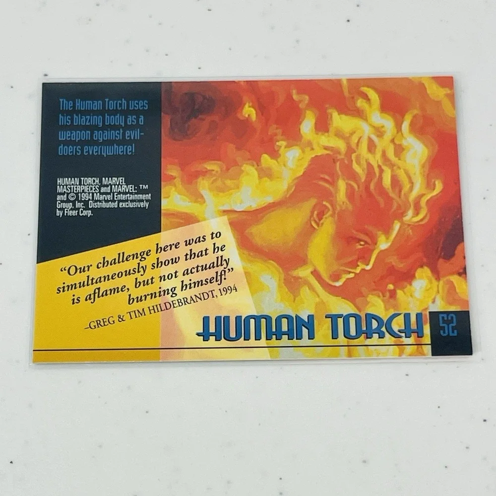 1994 Fleer Marvel Masterpieces SkyBox Human Torch #52 Hildebrandt Card
